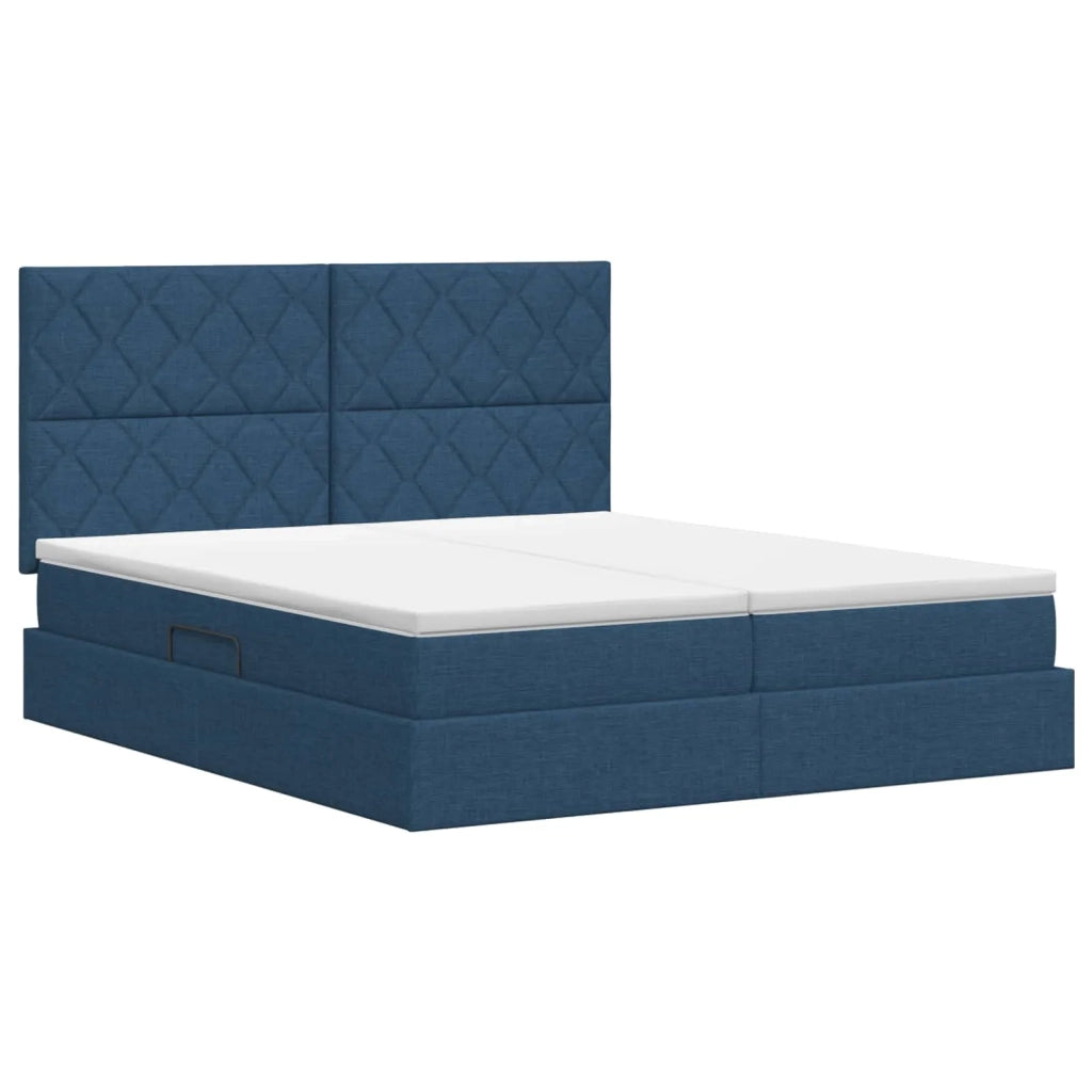 Letto con Contenitore con testiera Blu 180 x 200 cm Tessuto 3459806