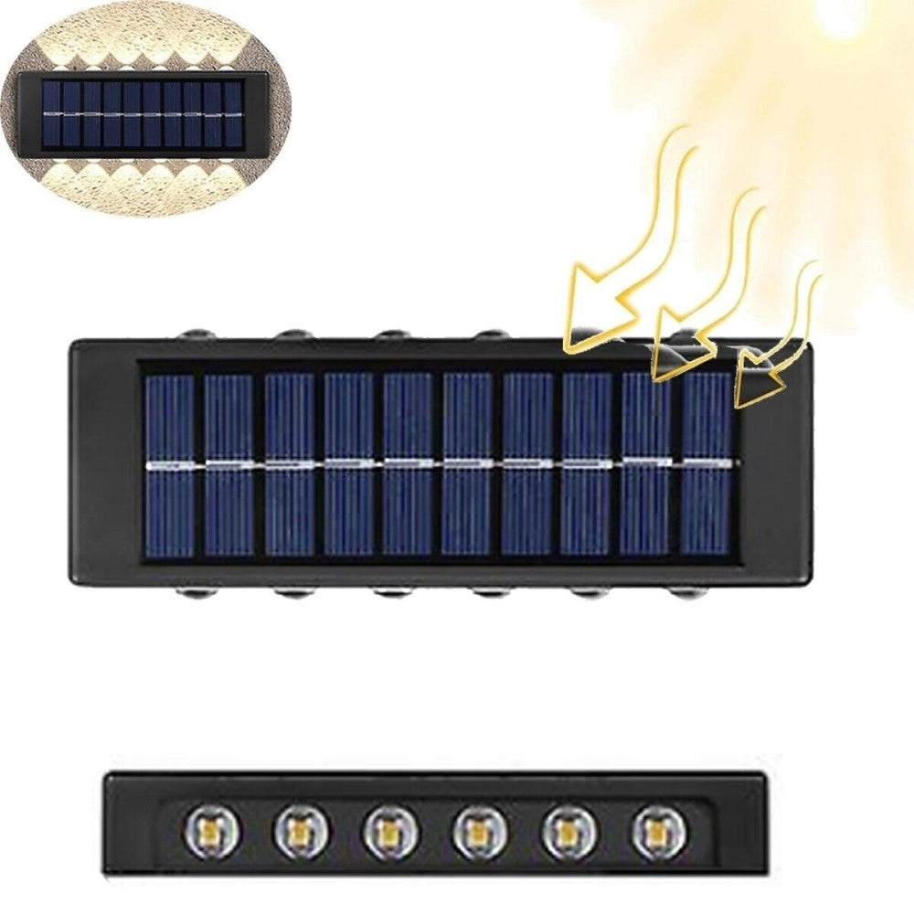 Trade Shop - Applique Parete Lampada Da Esterno Ricarica Solare Bidirezionale Impermeabile Meq-fo-12 -