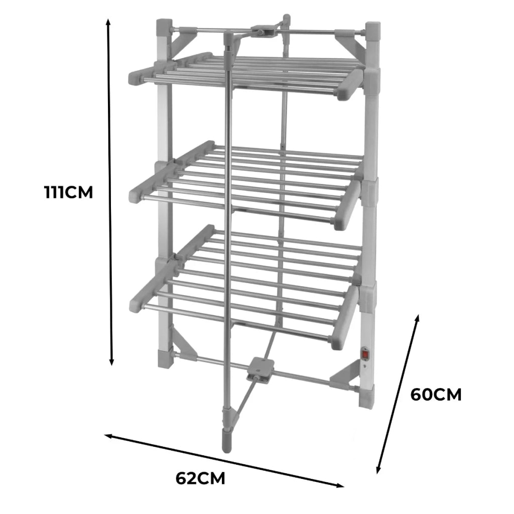 Asciugabiancheria elettrico riscaldato con copertura a 3 livelli Rack asciugabiancheria per interni Pieghevole