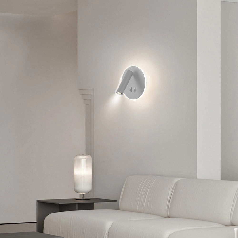 Trade Shop - Applique Led Orientabile Da Parete Doppia Fonte Luminosa 8 Watt Luce Calda 3000k Mr-01 - Bianco