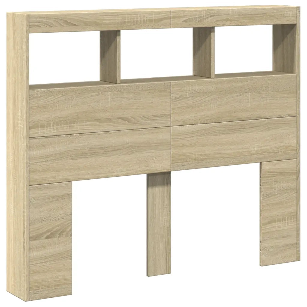 Testiera | Testata con Contenitore a LED Rovere Sonoma 120x17x102 cm