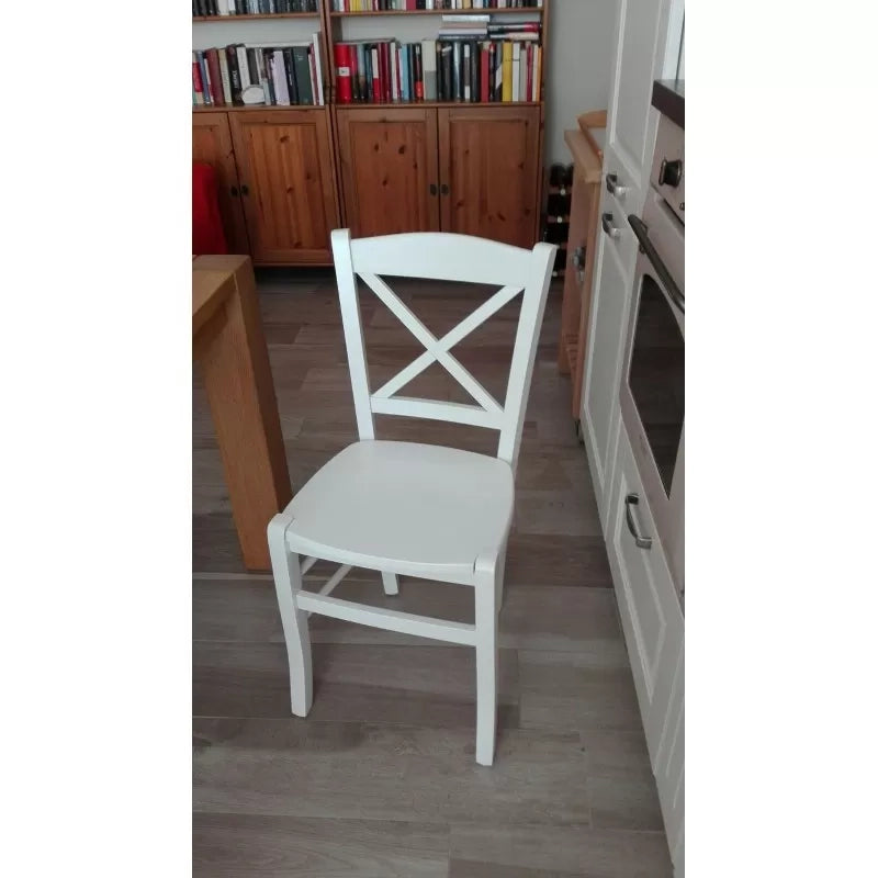 Set 2 sedie shabby in faggio laccata bianca con seduta in legno di faggio (751) - Mobili 2G