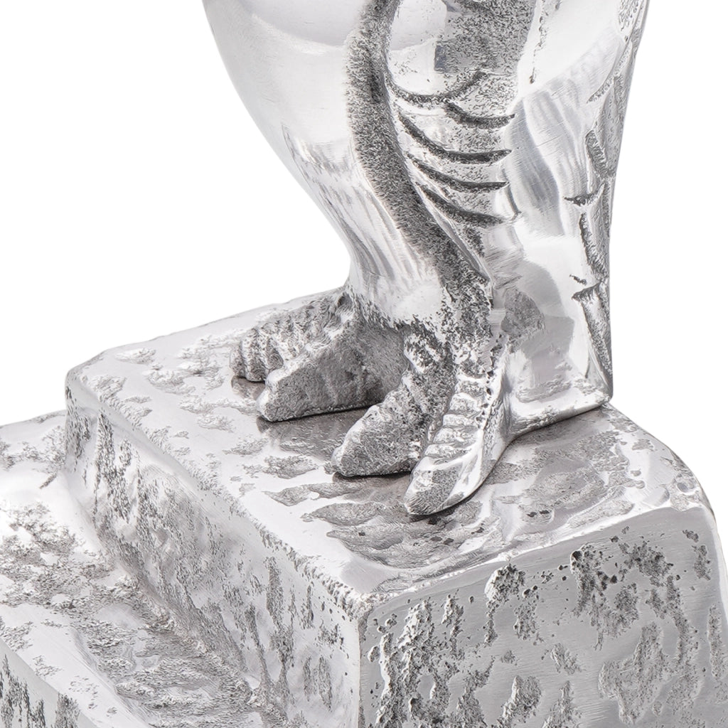 Fermalibri 2 pz Argento 12x9x19 cm Alluminio Gufo