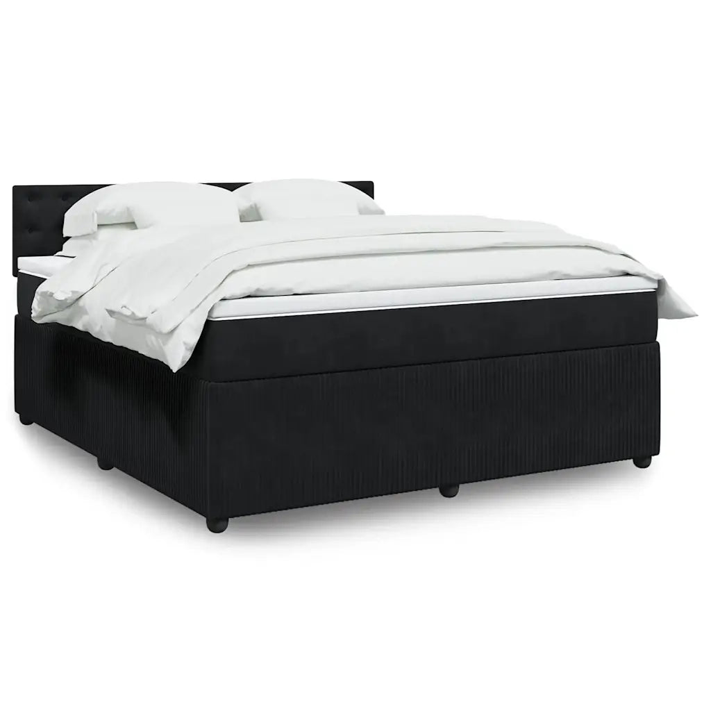 Giroletto a Molle con Materasso Nero 180x200 cm in Velluto 3290120