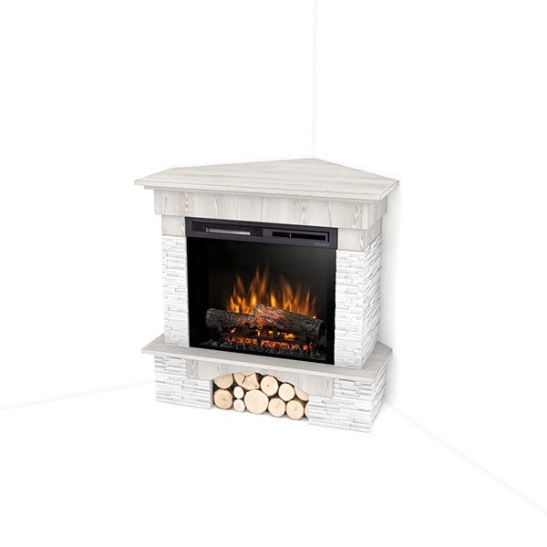 Caminetto Elettrico Angolare A Libera Installazione - 28" - Pino bianco - 114 x 98 x 89 - PORTO