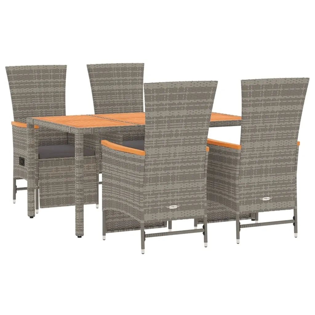 Set da Pranzo da Giardino 5 pz con Cuscini in Polyrattan Grigio 3157557