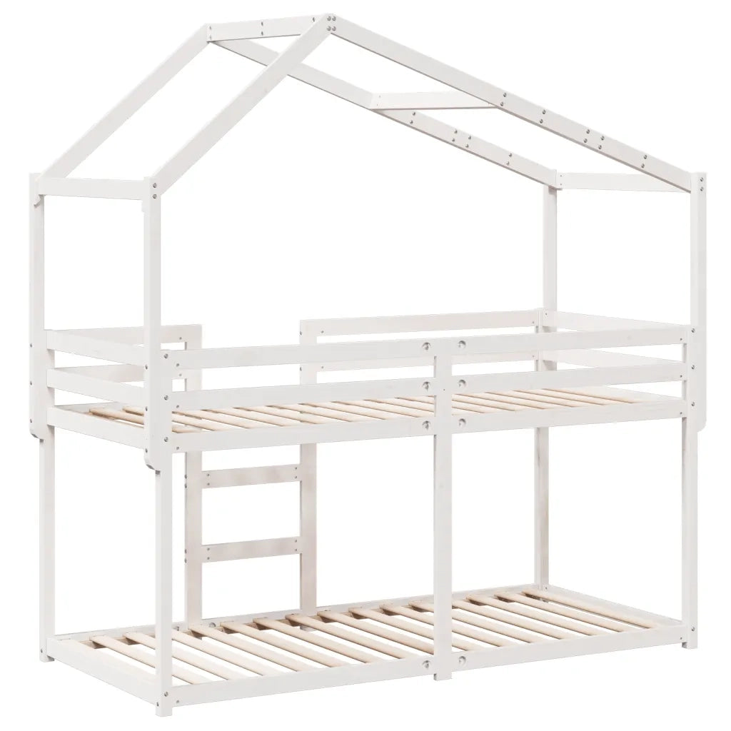 Letto singolo | Letto per adulti | Letto a Castello senza Materasso Bianco 90x190cm Massello Pino