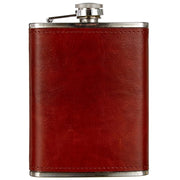 Trade Shop - Fiaschetta In Acciaio Inox Foderata In Pelle Imbuto Incluso Per Liquori Whisky -