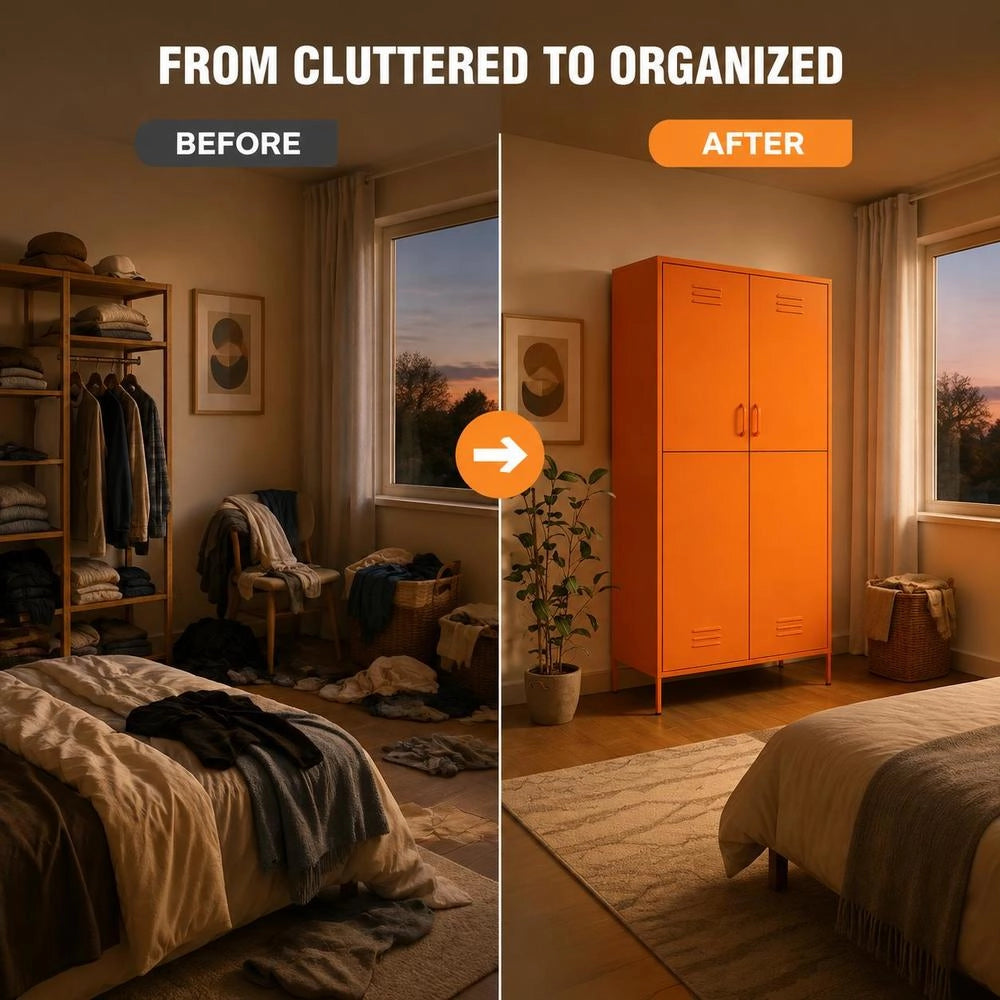 Wardrobe Orange 90x50x180 Cm Steel