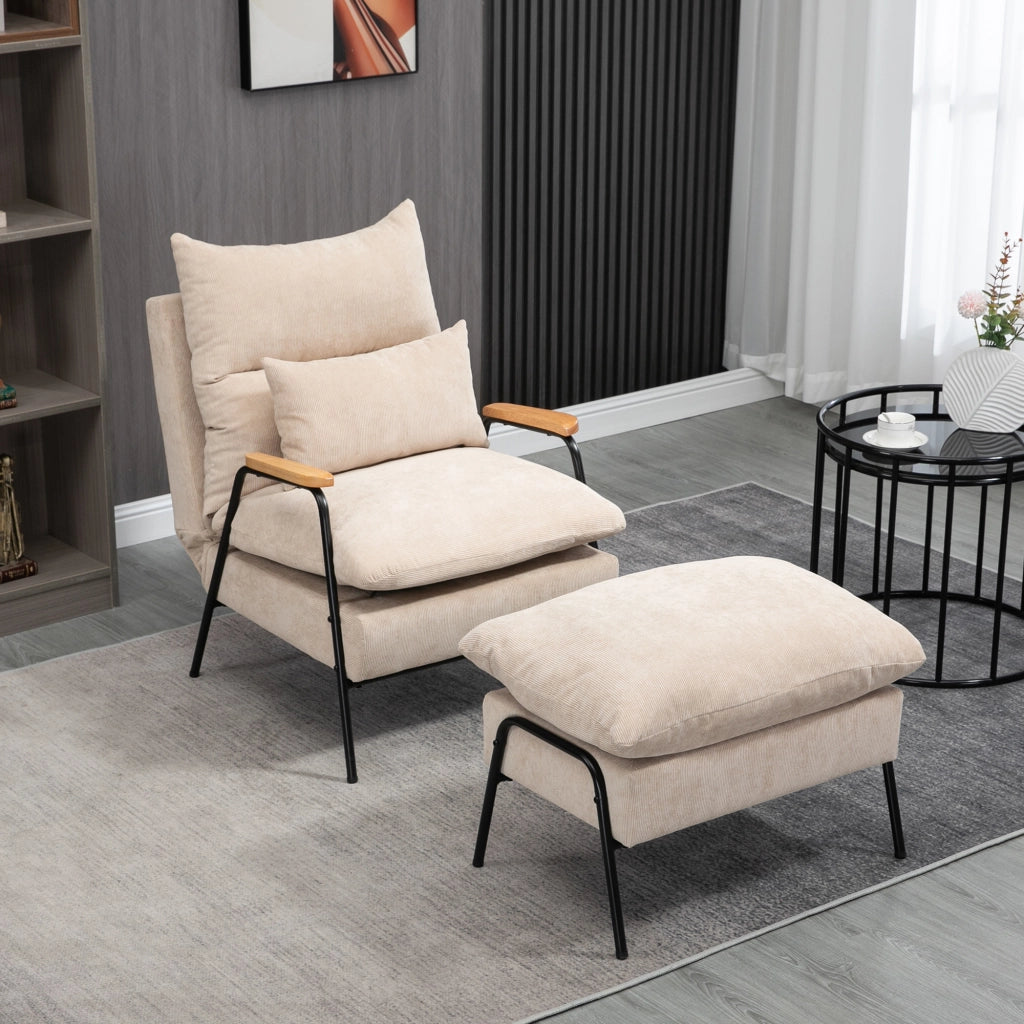 Poltrona Relax con Poggiapiedi ¨C zephmum ¨C 68x91,5x88 cm, Beige