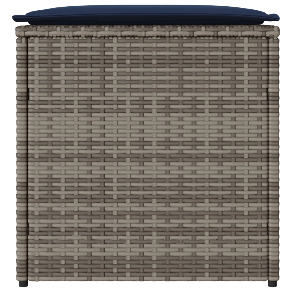 Scatola di Stoccaggio Grigio e Blu Navy Rattan e Cuscino in Tessuto