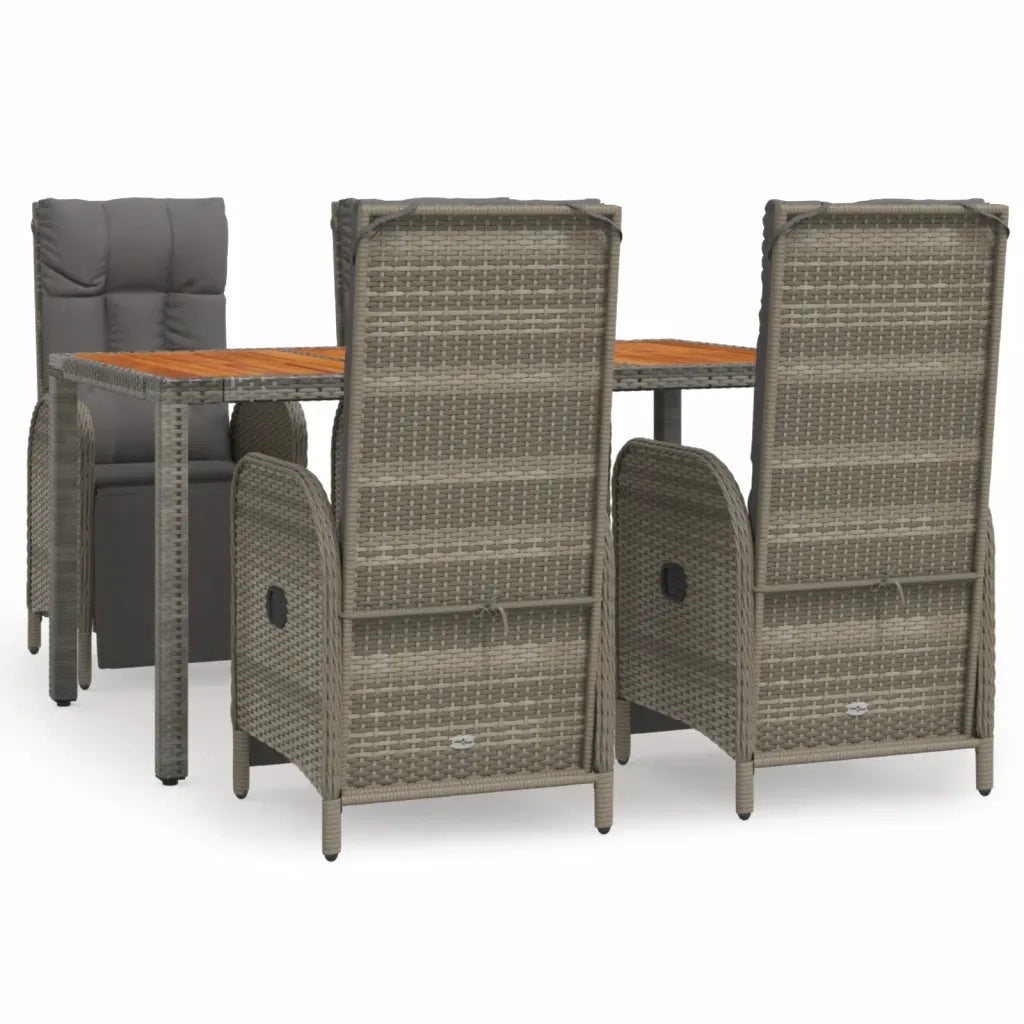 Set da Pranzo da Giardino 5 pz con Cuscini in Polyrattan Grigio 3185046