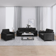 Set di Divani 3 pz con Cuscini Nero in Vellutocod mxl 80209