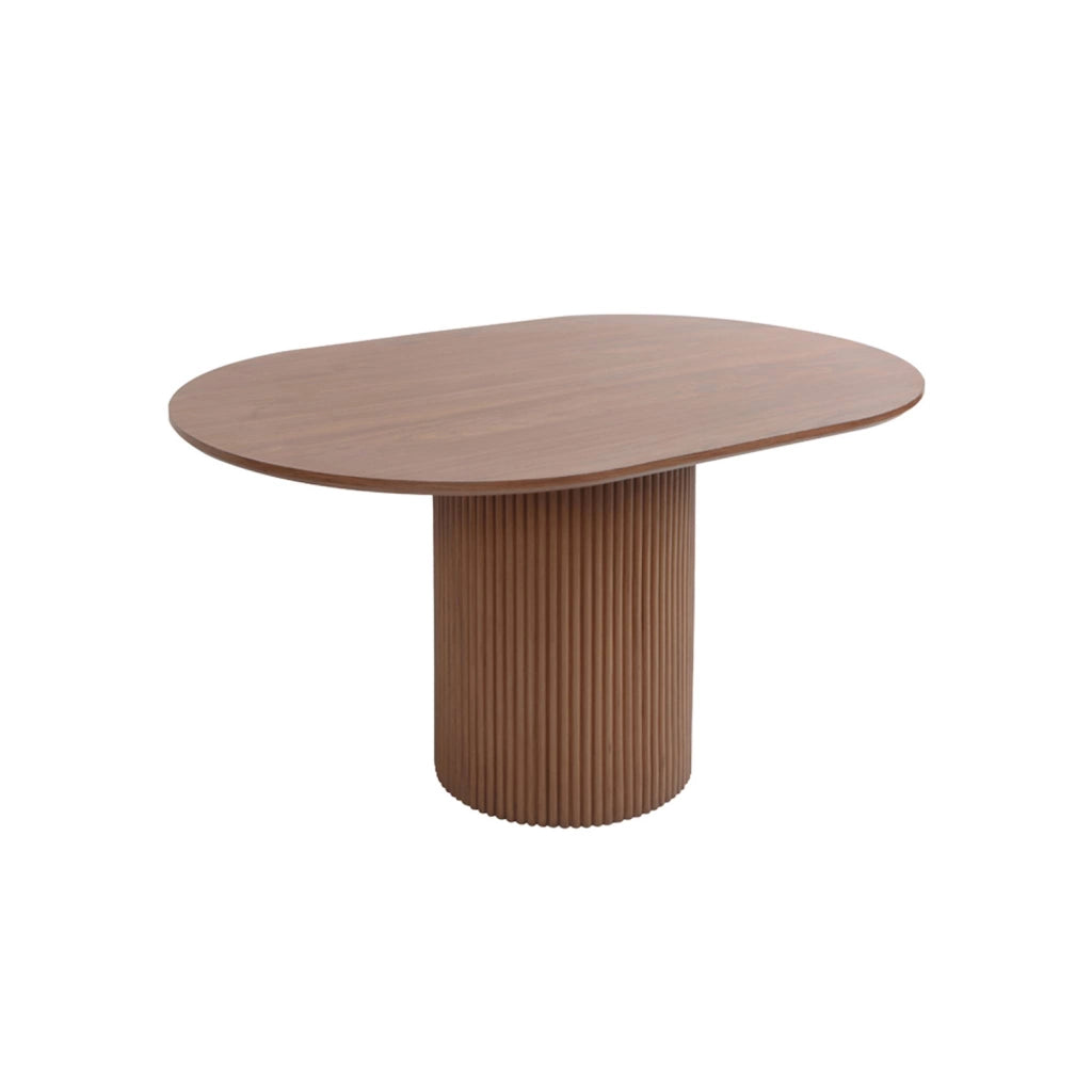 Tavolino oblungo con effetto legno intagliato, noce