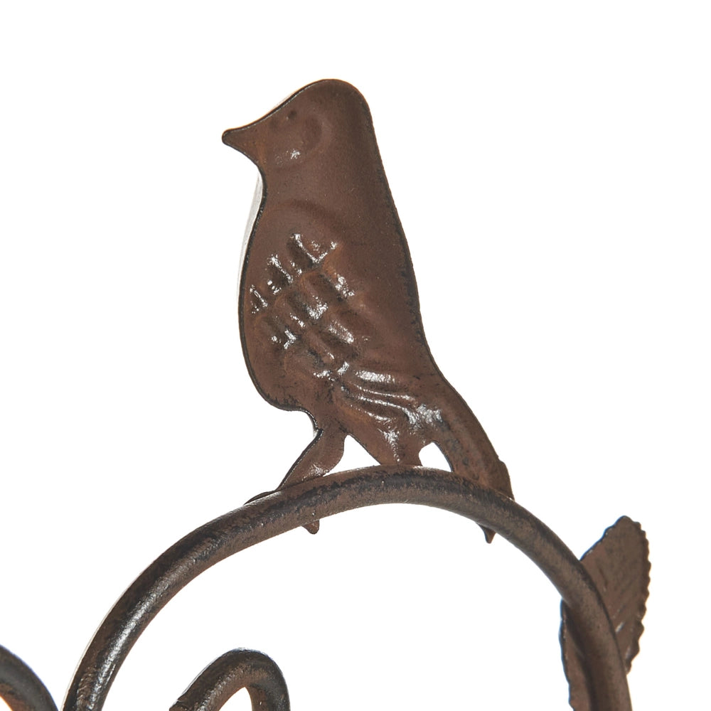 Uccelliera marrone Fontana d'acqua per uccelli in ferro per giardino Accento decorativo all'aperto abbeveratoio