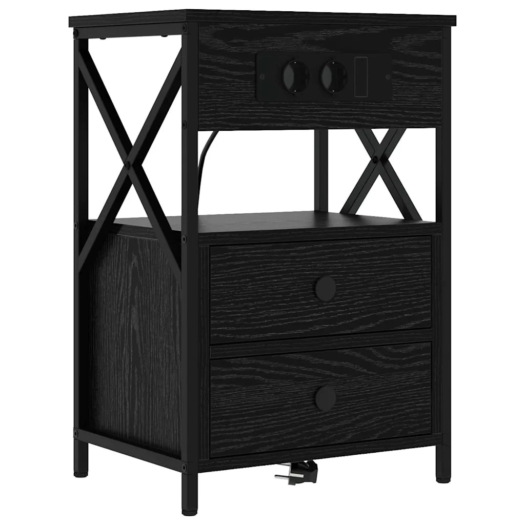 vidaXL Armadio da Notte con cassetto 2 pcs Rovere nero 40 x 31 x 60 cm