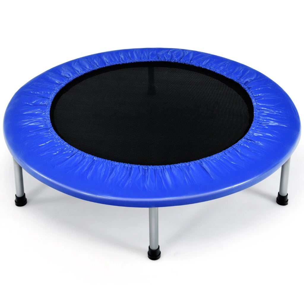 Trampolino pieghevole per bambini con carico massimo 150kg, Mini trampolino portatile per interno Blu-Trampolini