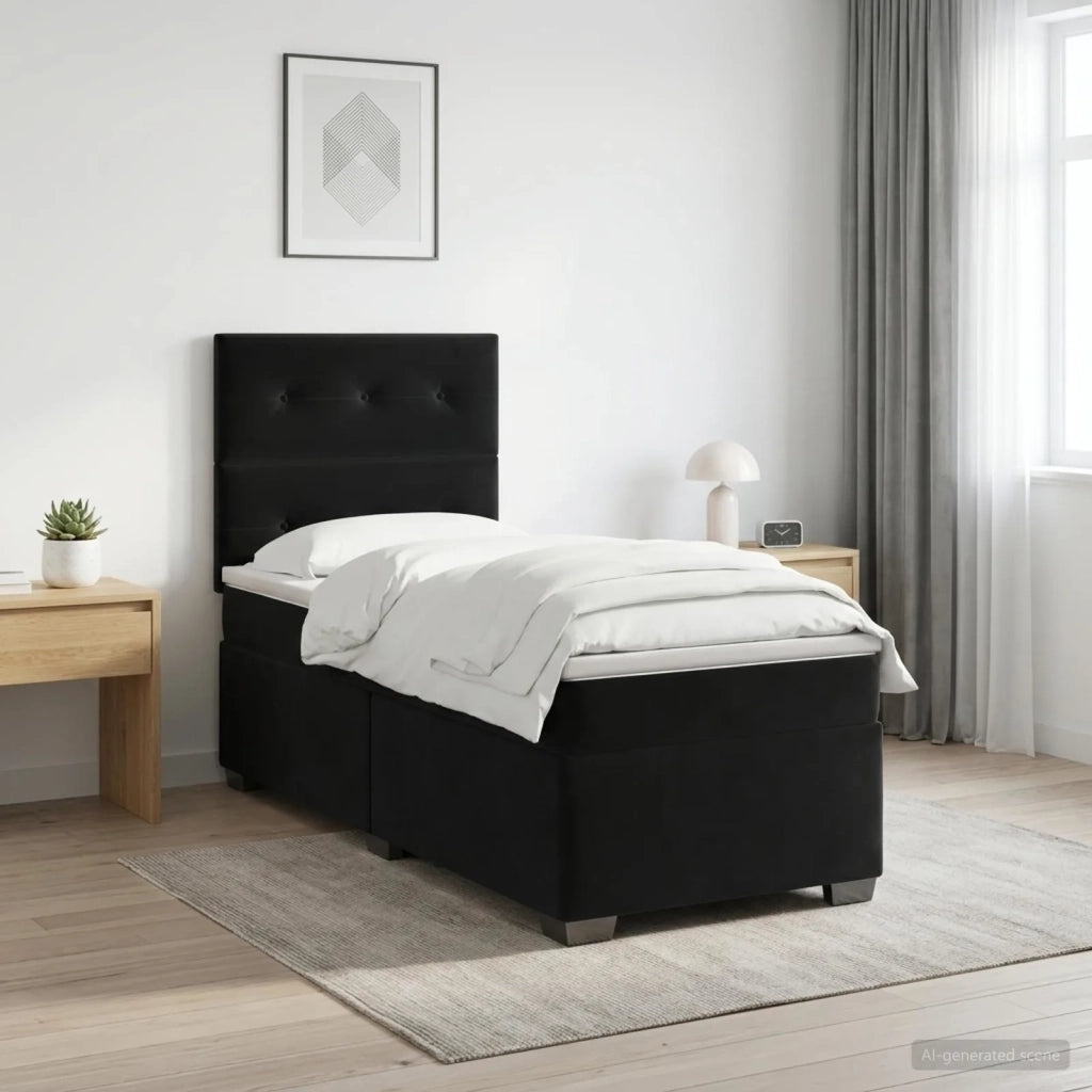 Letto box spring con materasso Nero 80 x 200 cm Velluto 3454996