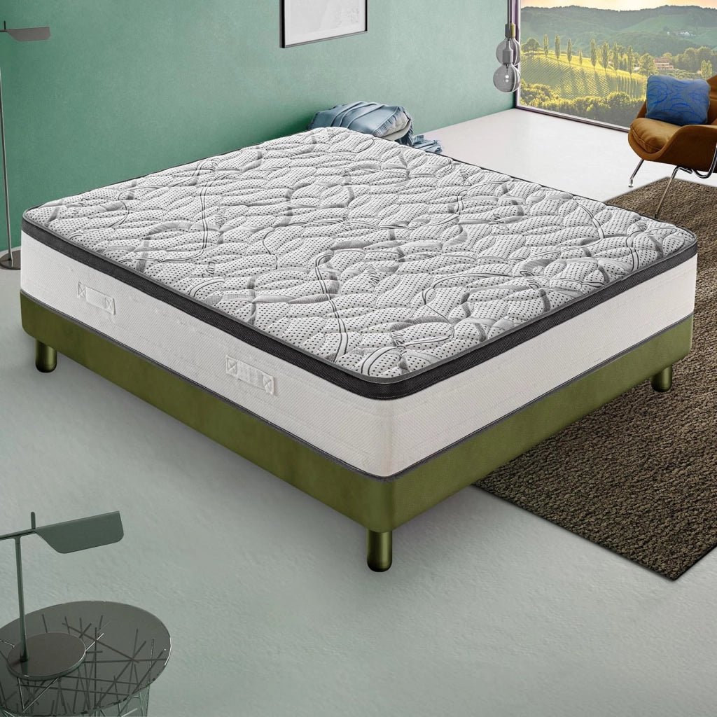 Materasso Piazza e Mezza 135x200 - In schiuma HR - Altezza 30 cm - Ortopedico - Rigidità H3 - Rivestimento CARBON DELUXE - Alta densità