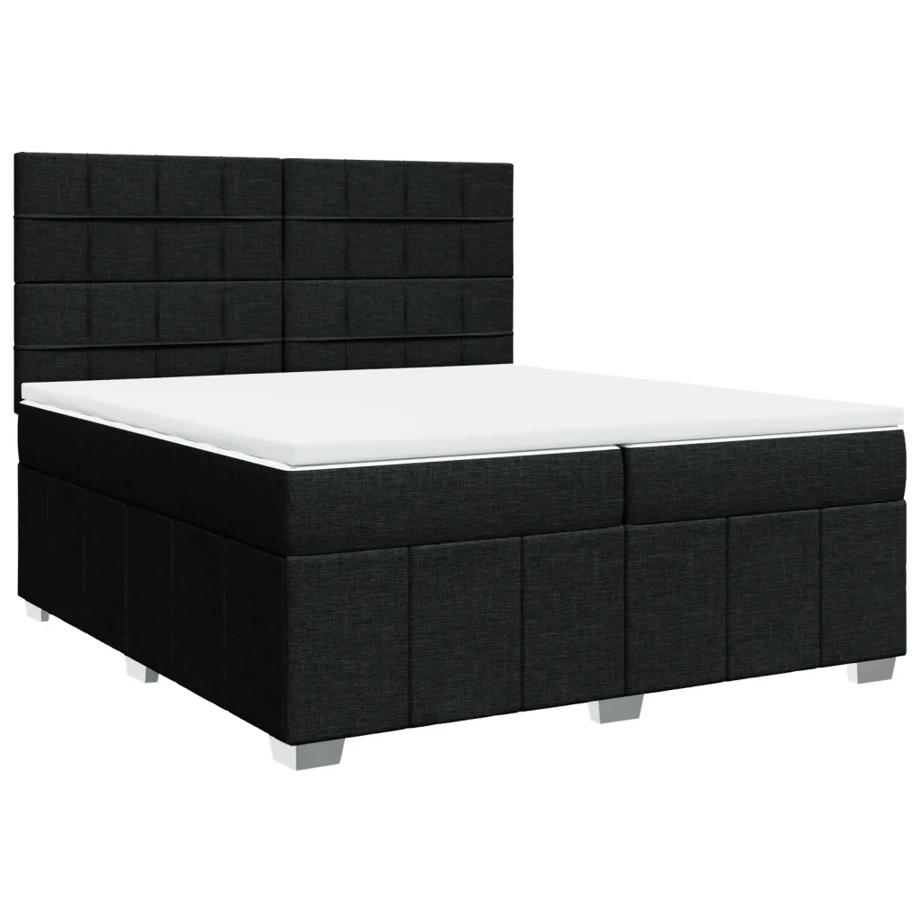 Giroletto a Molle con Materasso Nero 200x200 cm in Tessuto