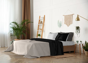 Set Lenzuola Sopra Sotto e Federe Doubleface Nero/Grigio Chiaro Singolo