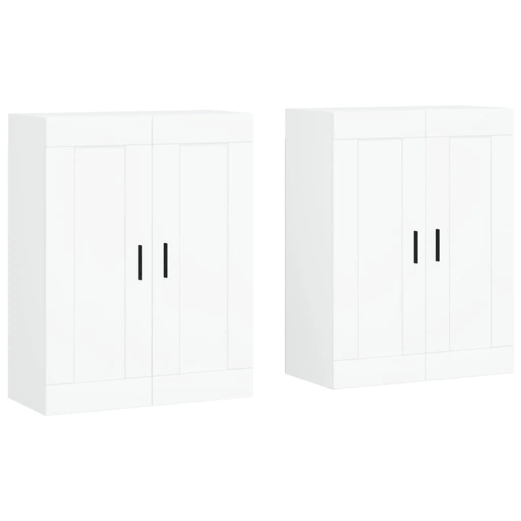 Set di 2 pensili da parete pratici e decorativi 69,5 x 34 x 90 cm in legno composito bianco 02_0055484