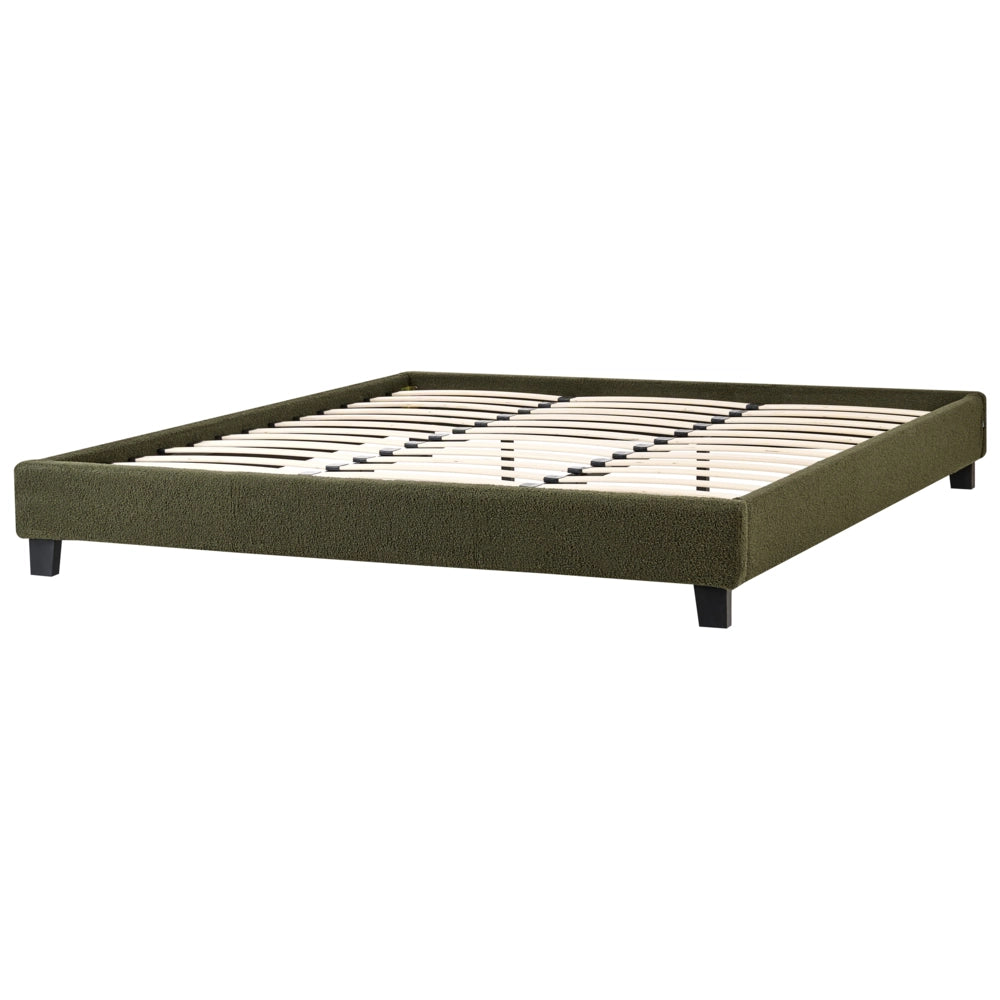 Letto matrimoniale in bouclé verde scuro con rete a doghe 180 x 200 cm stile moderno