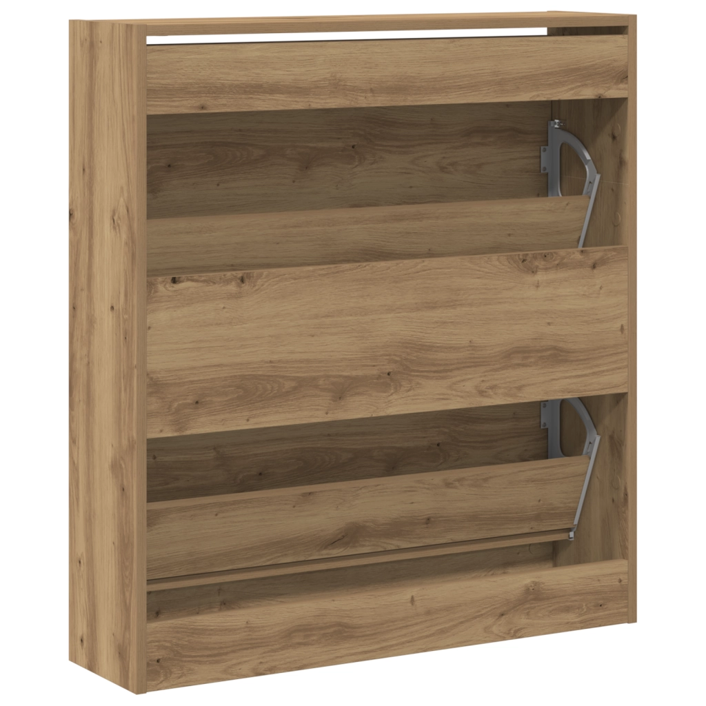 Mobile per scarpe  con cassetto a ribalta in rovere affumicato 80x21x87,5 cm