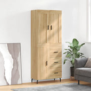 Credenza-Buffet-Armadio da cucina Rovere Sonoma 69,5x34x180 cm in Legno Multistrato 913273