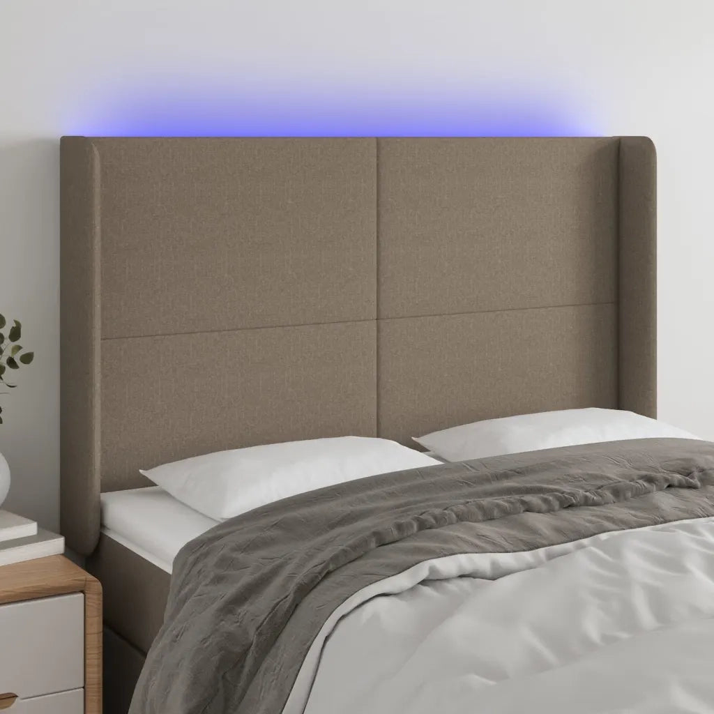 Testiera | Testata a LED Tortora 147x16x118/128 cm in Tessuto