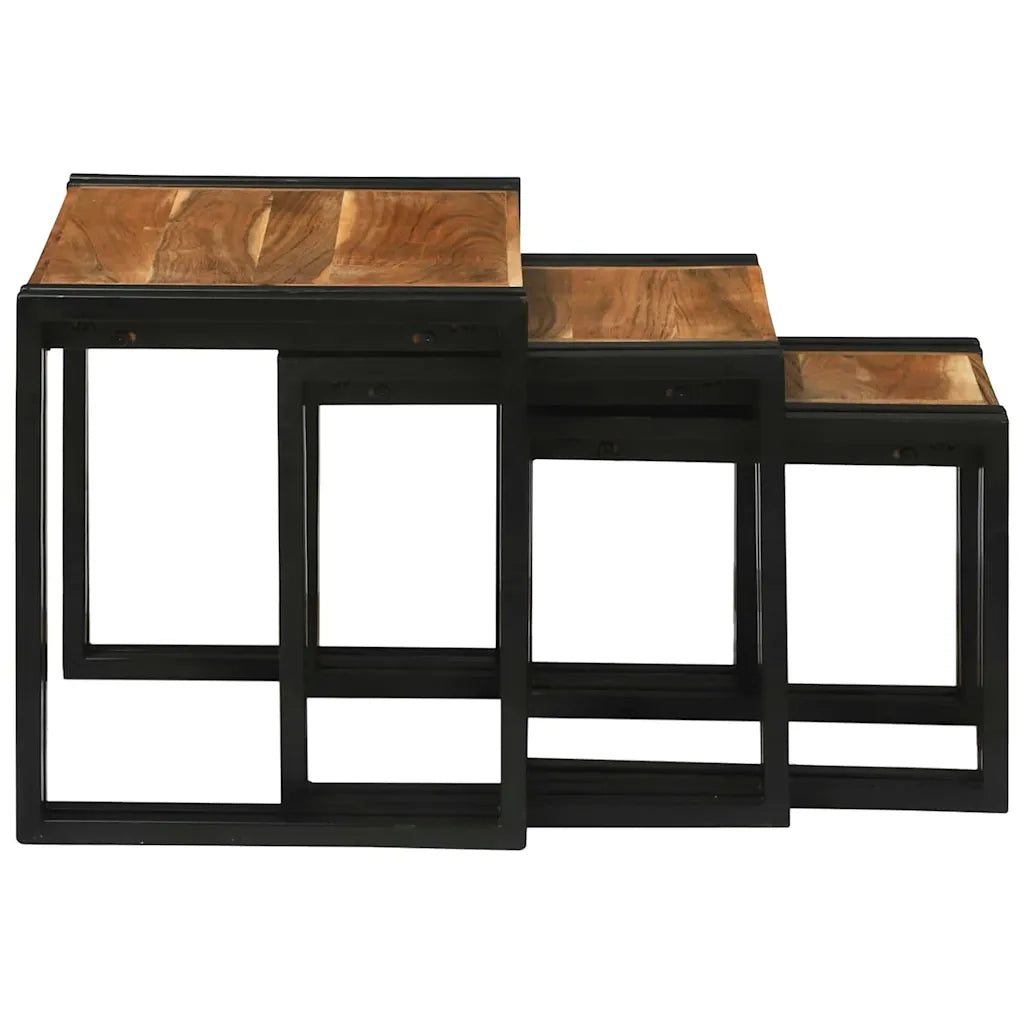 Tavolo Nesting 3 pcs Legno massello di acacia e metallo 4104728