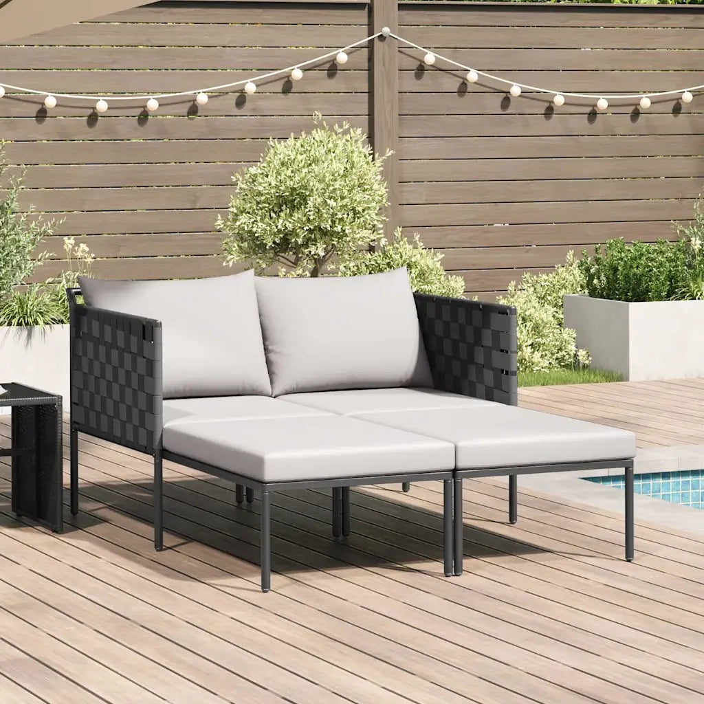 Lettino da Sole con cuscino Antracite 153 x 115 x 69.5 cm 42004134