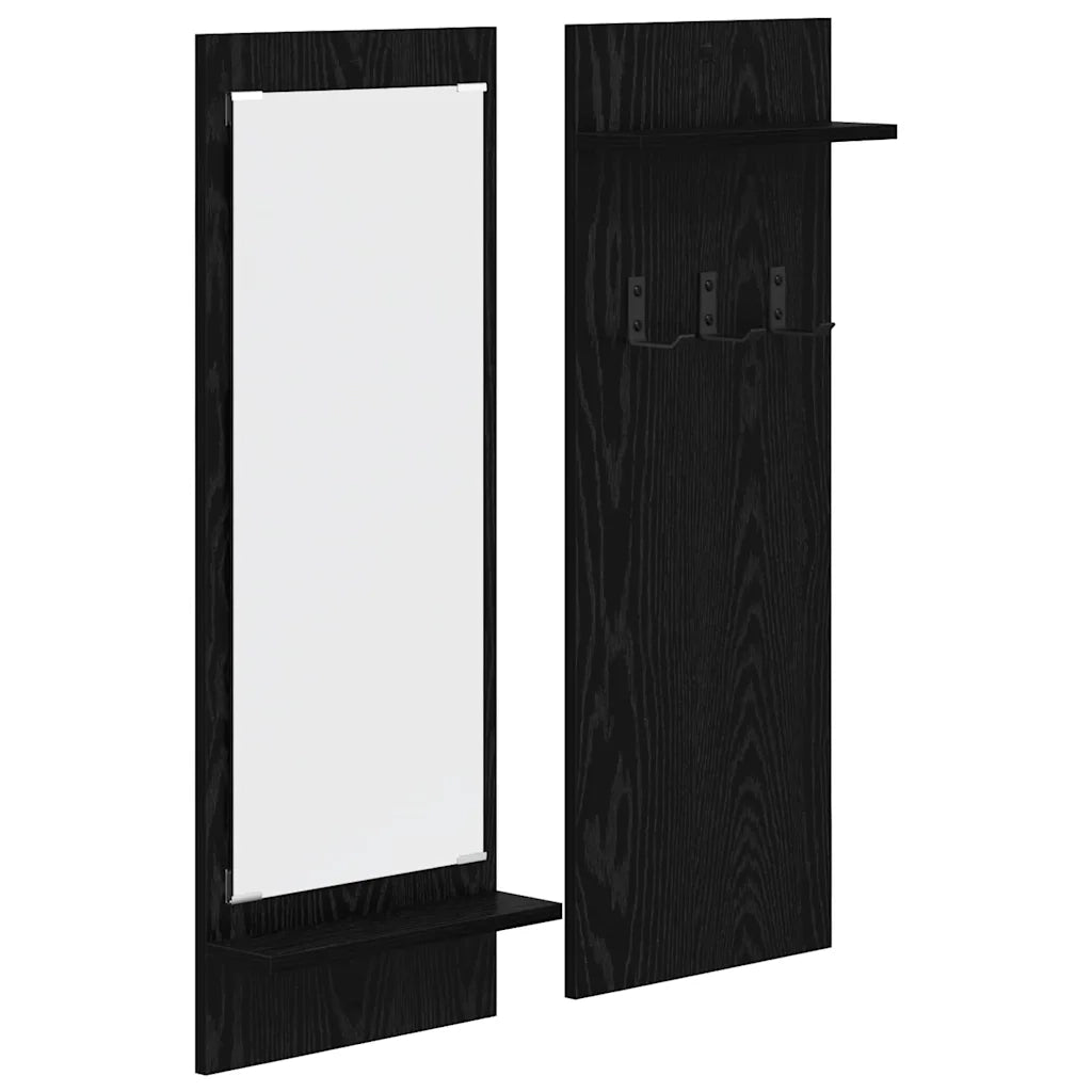 vidaXL Appendiabiti a muro con lo scaffale Rovere nero 70 x 10 x 90 cm