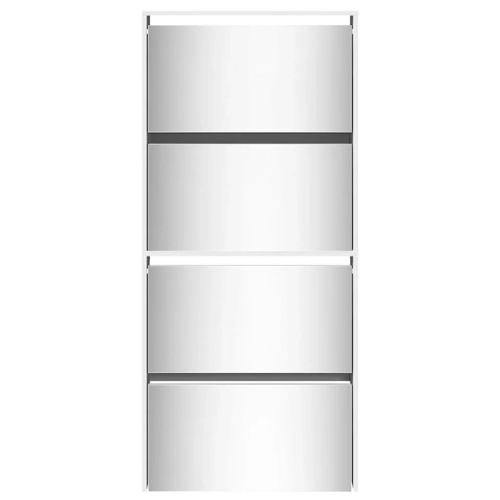 Scarpiera mobile contenitore per scarpe mobile ingresso/corridoio/soggiorno con specchio 4 ripiani bianco lucido 02_0021886