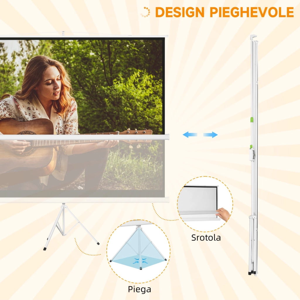 Telo Proiettore 120 Pollici 244x183 cm in Tessuto a Rete Bianco