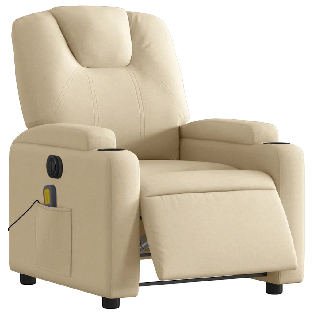 Poltrona Reclinabile Massaggiante Elettrica Crema in Tessuto 3204365