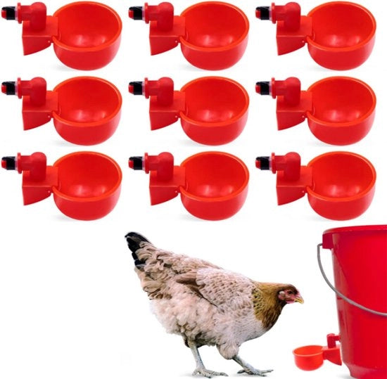 Drinkbak automatico per uccelli - Drinkbak automatico per uccelli - Drinkfonte automatica - Fermata automatica quando il contenitore è pieno - Drinkset per pollame - Per pulletti - oche - anatre - tacchini e conigli - (6-pack)