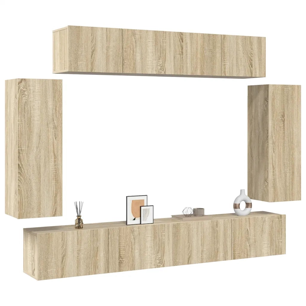 Set di Mobili Porta TV 6 pz Rovere Sonoma in Legno Multistrato 3079014