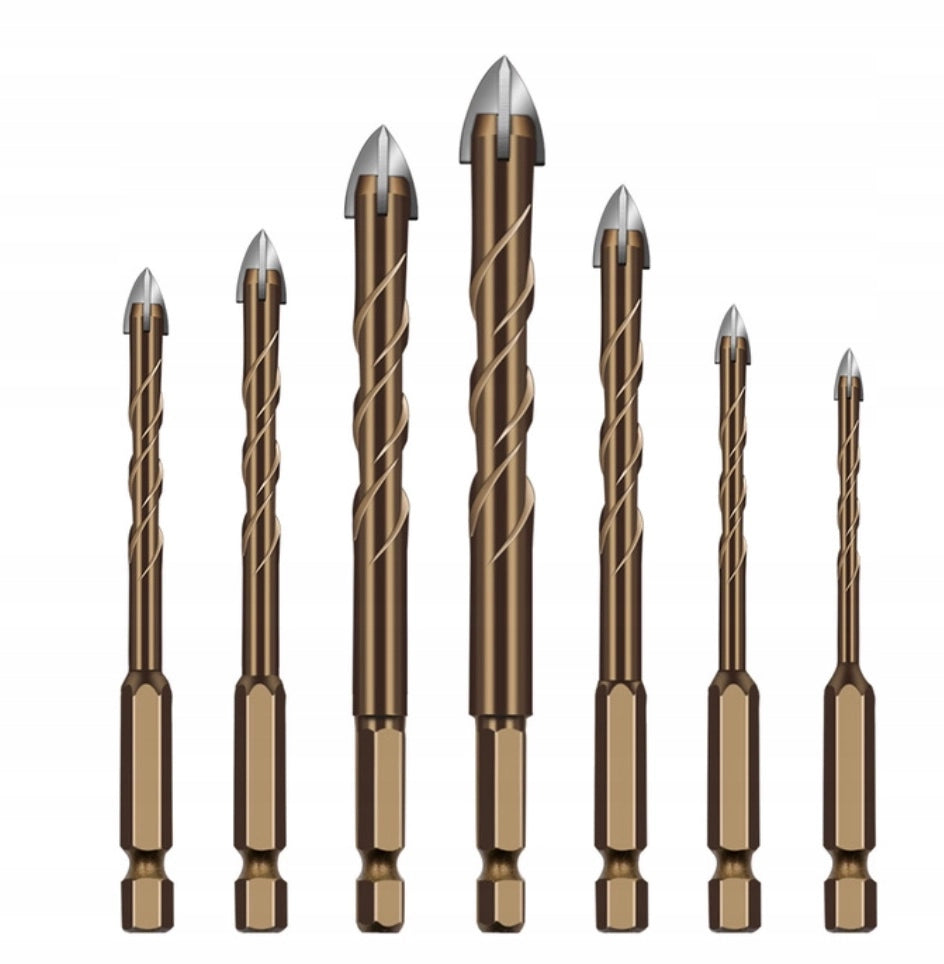 Set di Punte Elicoidali per Vetro e Ceramica – Acciaio di Alta Qualità, 7 Pezzi 3-12mm | Uscita Polvere Ottimizzata