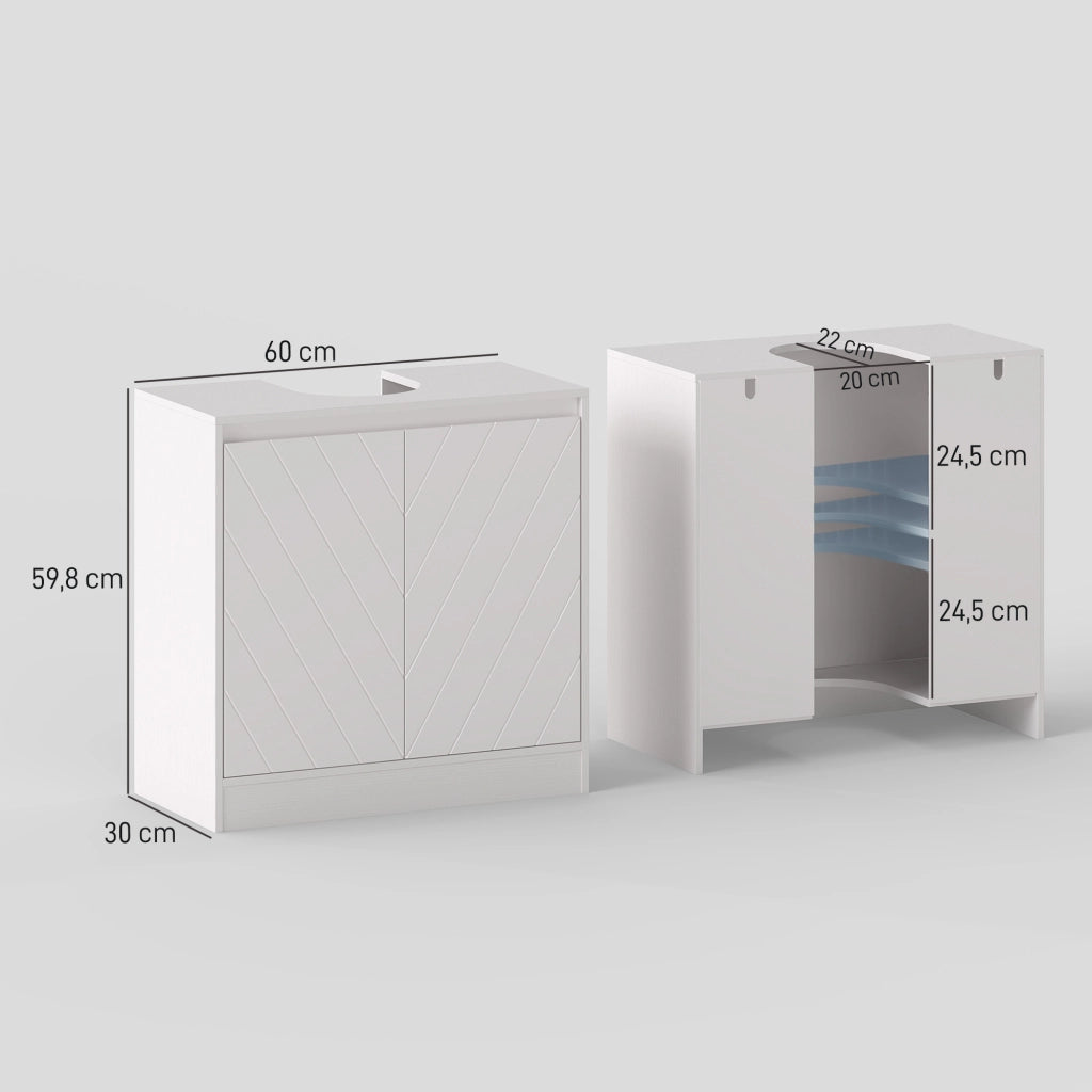 Mobile Bagno Sottolavabo con 2 Ante e Ripiano Regolabile ¨C Minimal ¨C Bianco 60x30x59,8 cm