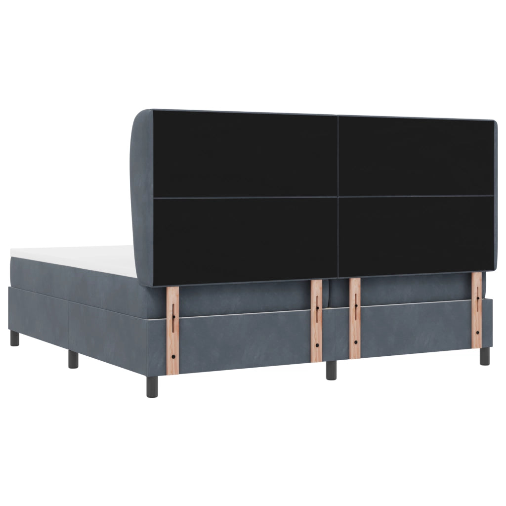 Letto con Rete a Molle e Materasso Grigio Scuro 200x200 cm Velluto