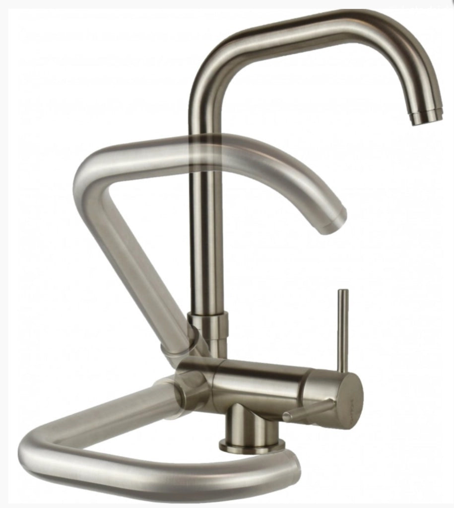 Rubinetto miscelatore per cucina abbattibile sottofinestra acciaio inox satinato/opaco