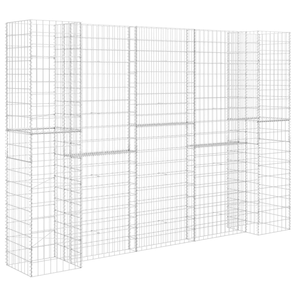 Gabbione Fioriera ad "H" in Filo di Acciaio-Vaso Gabbione in Acciaio 260x40x180 cm