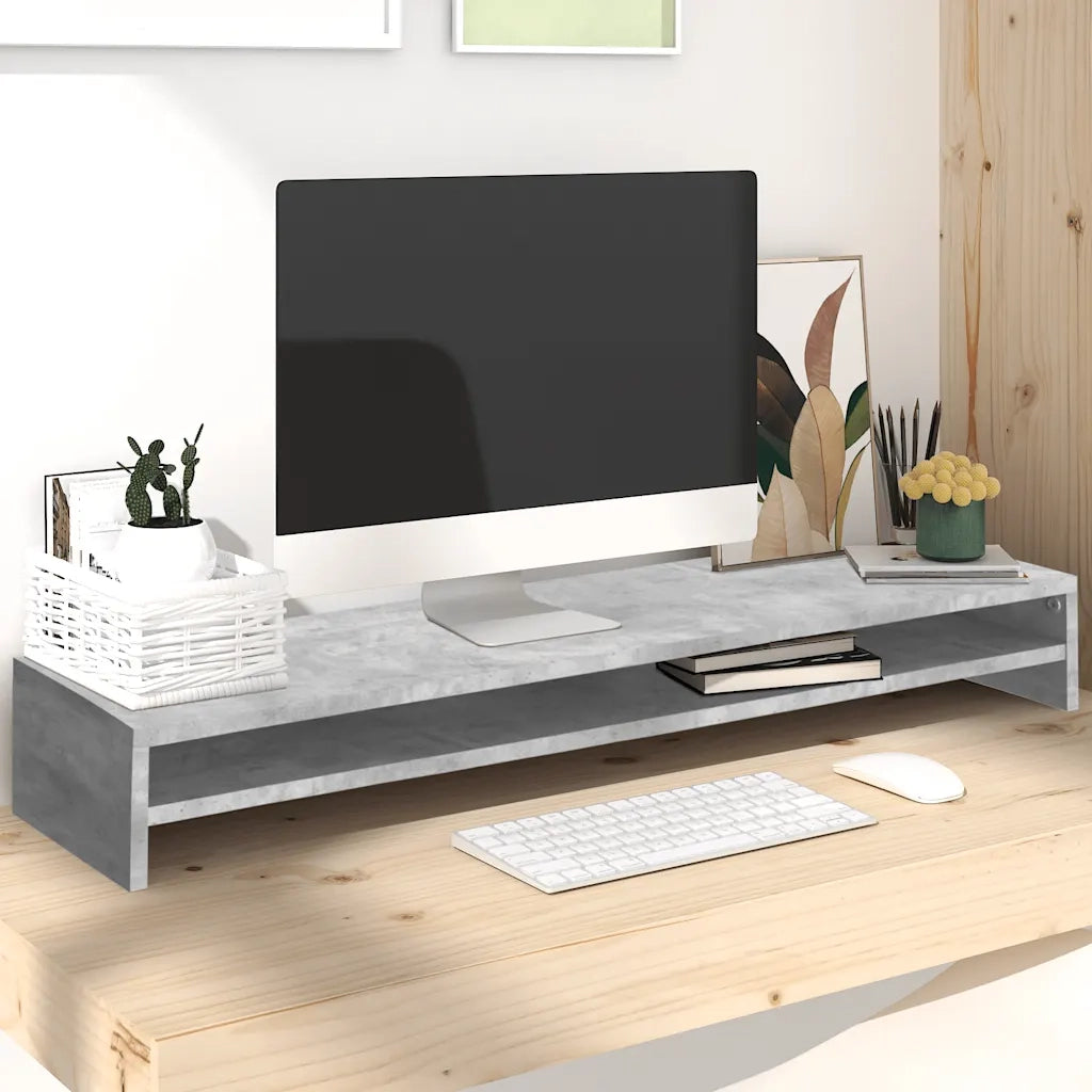 Supporto Monitor Grigio Cemento 100x24x13 cm Legno Multistrato 800337