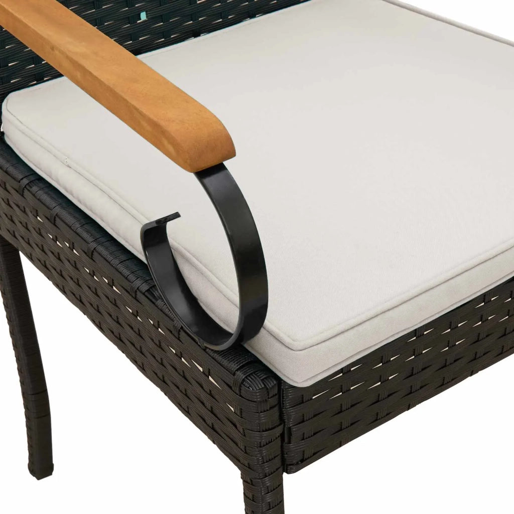 Sedie da giardino 2 pz | Sedie da Esterno Nero e Bianco Crema Polyrattan e acacia