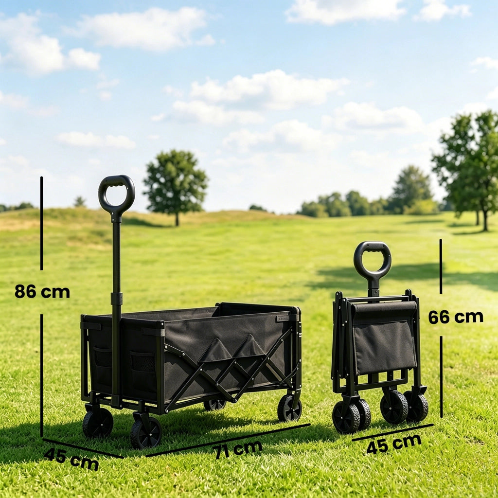 Carrello da Giardino Pieghevole 60L con Ruote ¨C Zephmum ¨C Nero