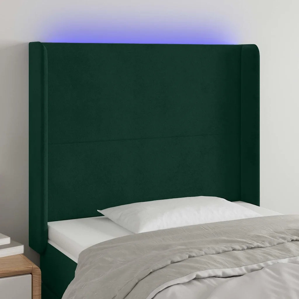 Testiera a LED Verde Scuro 83x16x118/128 cm in Velluto 3123801
