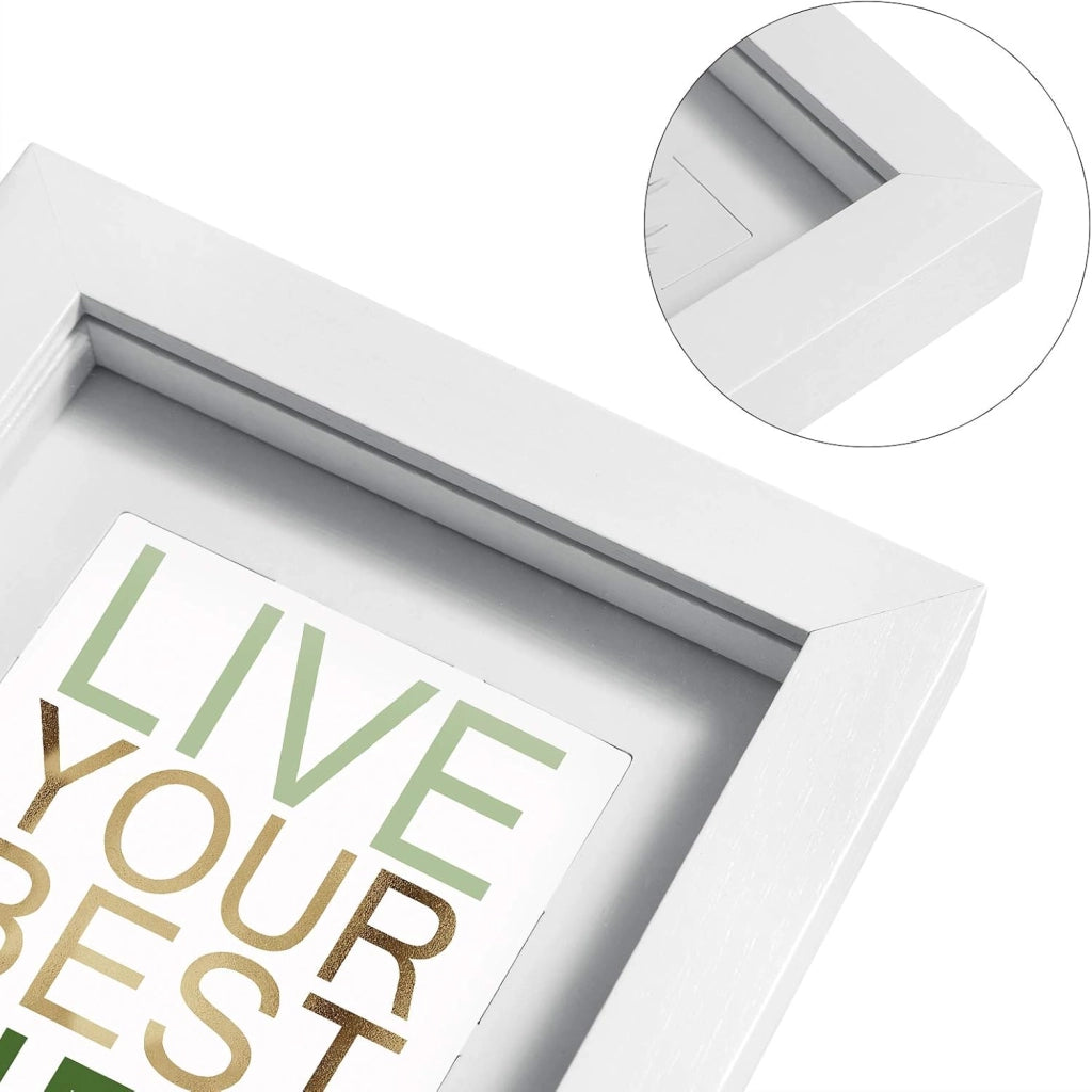 Set di 3 Cornice 3D per Foto da Muro Cornici 13x18cm per Oggetti Fino a 1,5cm, Cornici Fotografiche Multiple da Tavolo Portafoto Sospeso in Legno Passepartout Incluso, Bianco