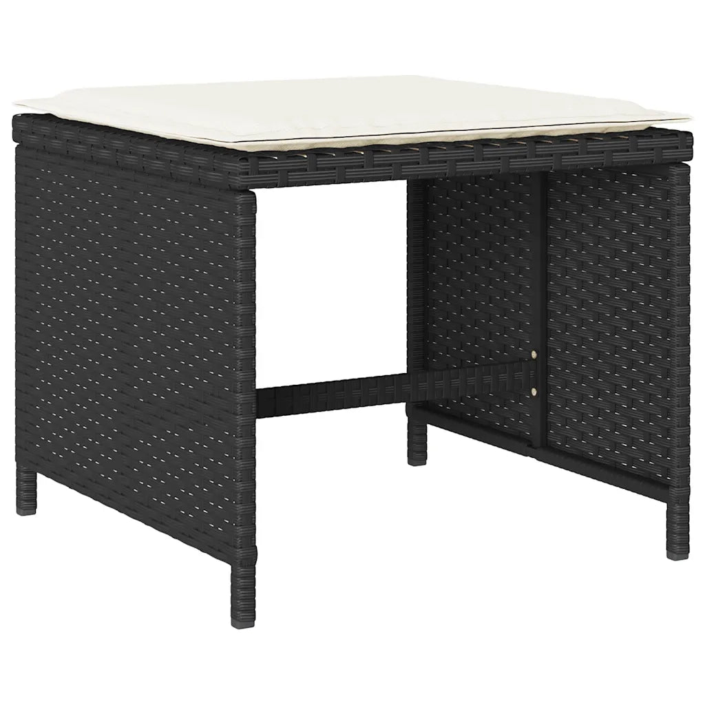 Set da Pranzo da Giardino 17 pz con Cuscini Nero in Polyrattan 3278129