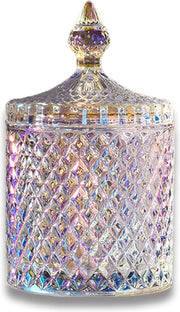 Vaso da giardino con coperchi, Collana decorativa per dolci, Piccola ciotola trasparente per zucchero, Contenitore per alimenti, Cassetta per biscotti, Contenitore per la casa